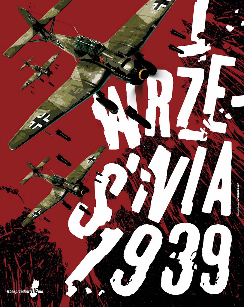 Plakat przypominający o niemieckiej agresji na Polskę w 1939 roku