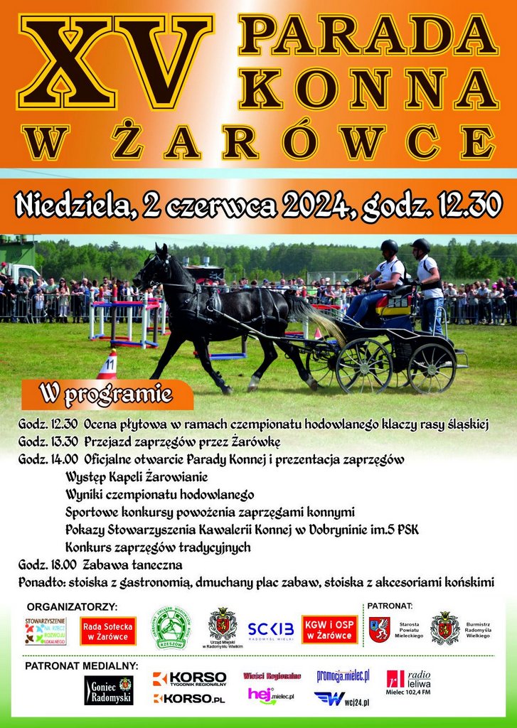 Plakat informacyjny XV Parady Konnej w Żarówce.