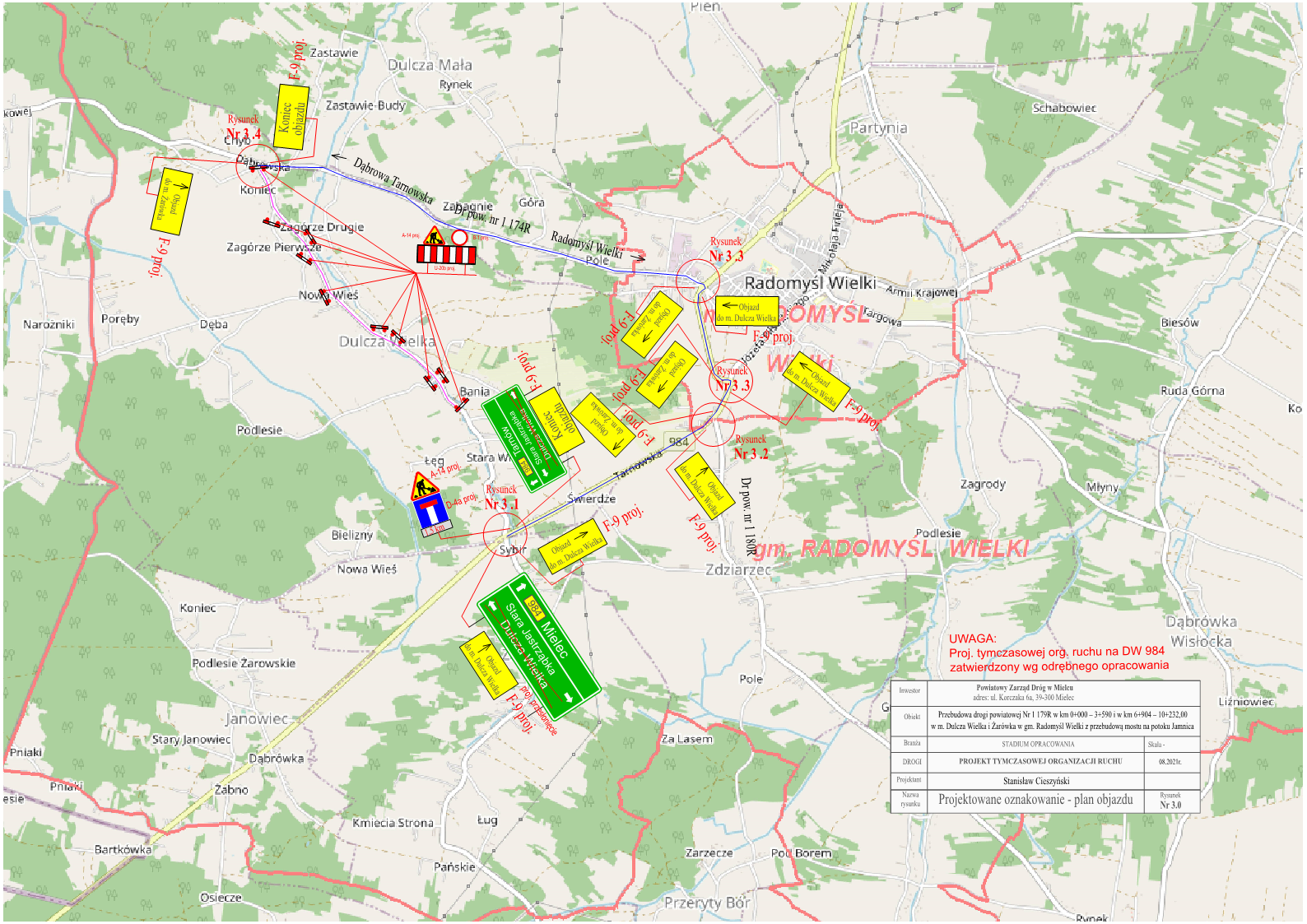 Mapa objazdów w związku z czasowym zamknięciem drogi powiatowej w Dulczy Wielkiej