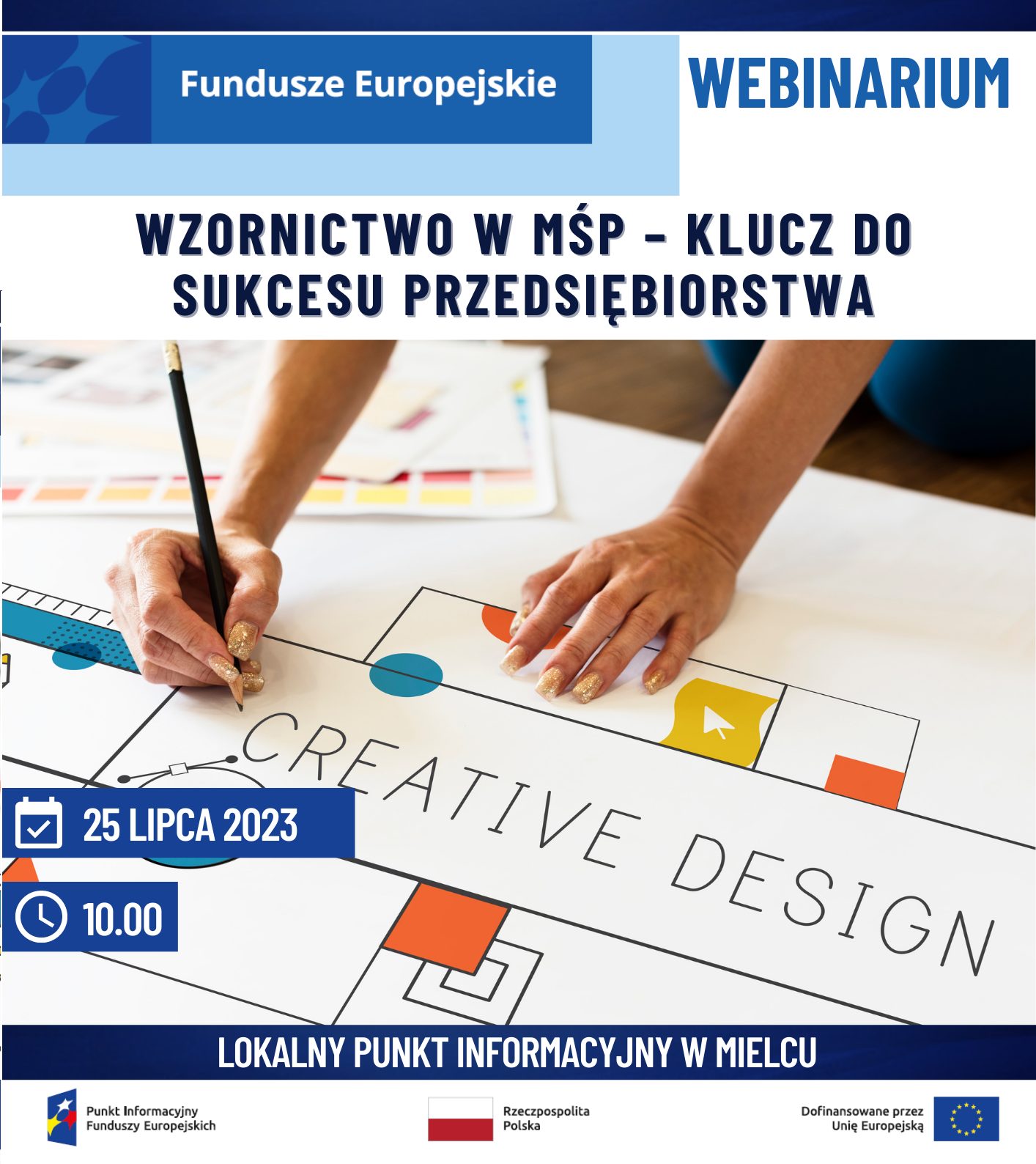 Plakat Webinarium Wzornictwo w MŚP- klucz do sukcesu przedsiębiorstwa