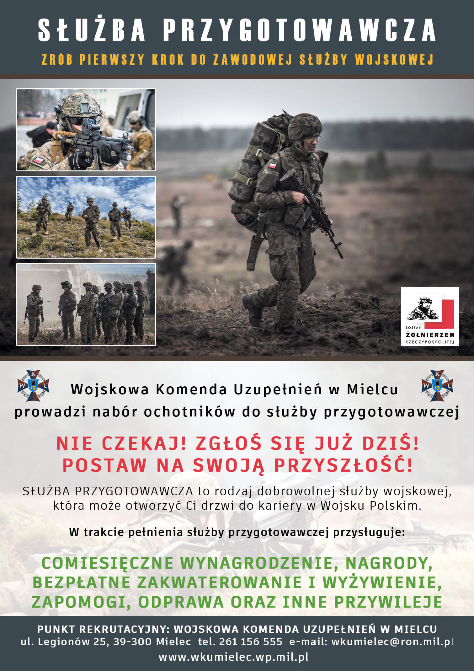 Plakat - służba przygotowawcza - pierwszy krok do zawodowej służby wojskowej