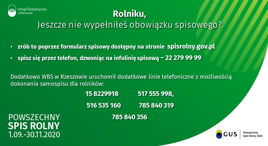 Plakat przypominający o Powszechnym Spisie Rolnym 2020